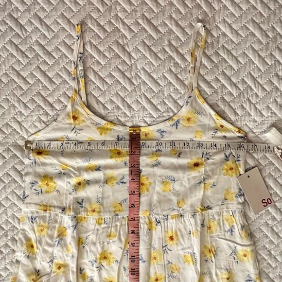SO NWT Womens Tiered Cami Tank Dress sz XS Boho Floral Summer Mini A-Line NEW - Picture 5 of 6